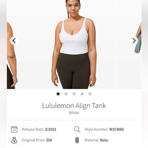 Lululemon Athletica White Nulu Tank